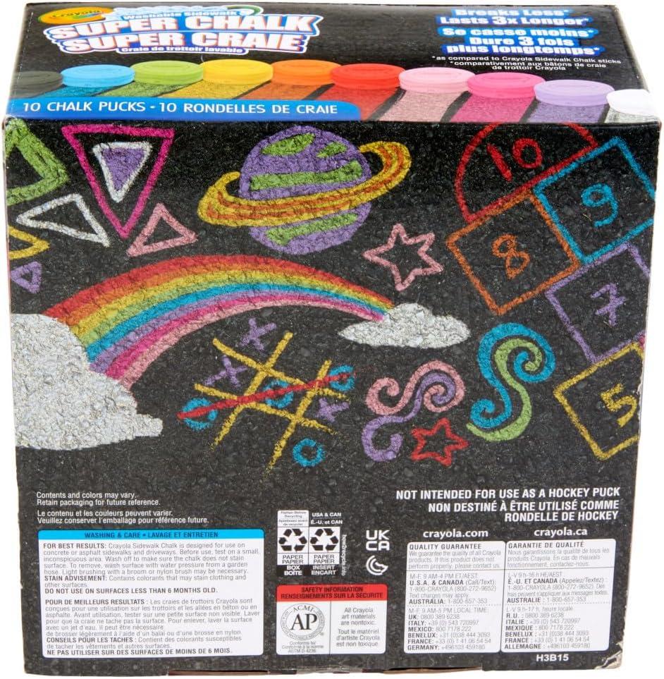 Crayola Ultimate Washable Chalk Collection (64ct), Bulk Outdoor Sidewalk Chalk for Kids, Anti-Roll Sticks, Outdoor Activities & Toys for Kids, Ages 3, 4, 5(Super Chalk)