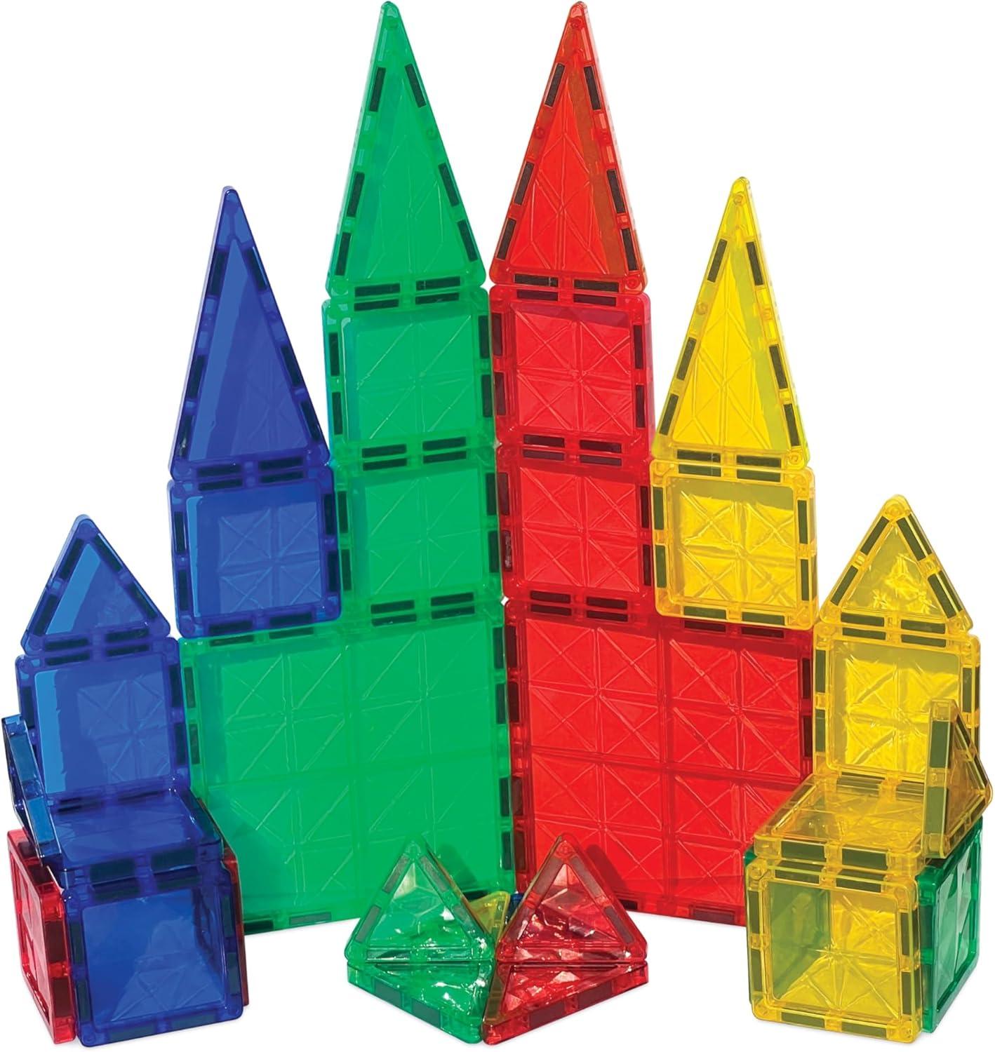 CreateOn Crayola Mini Magnetic PIP-Tiles, Building Set for Kids, Magnetic Building Toys for Kids, STEM Travel Toys for Boys and Girls Ages 3+, 42-Piece Set (Bold)