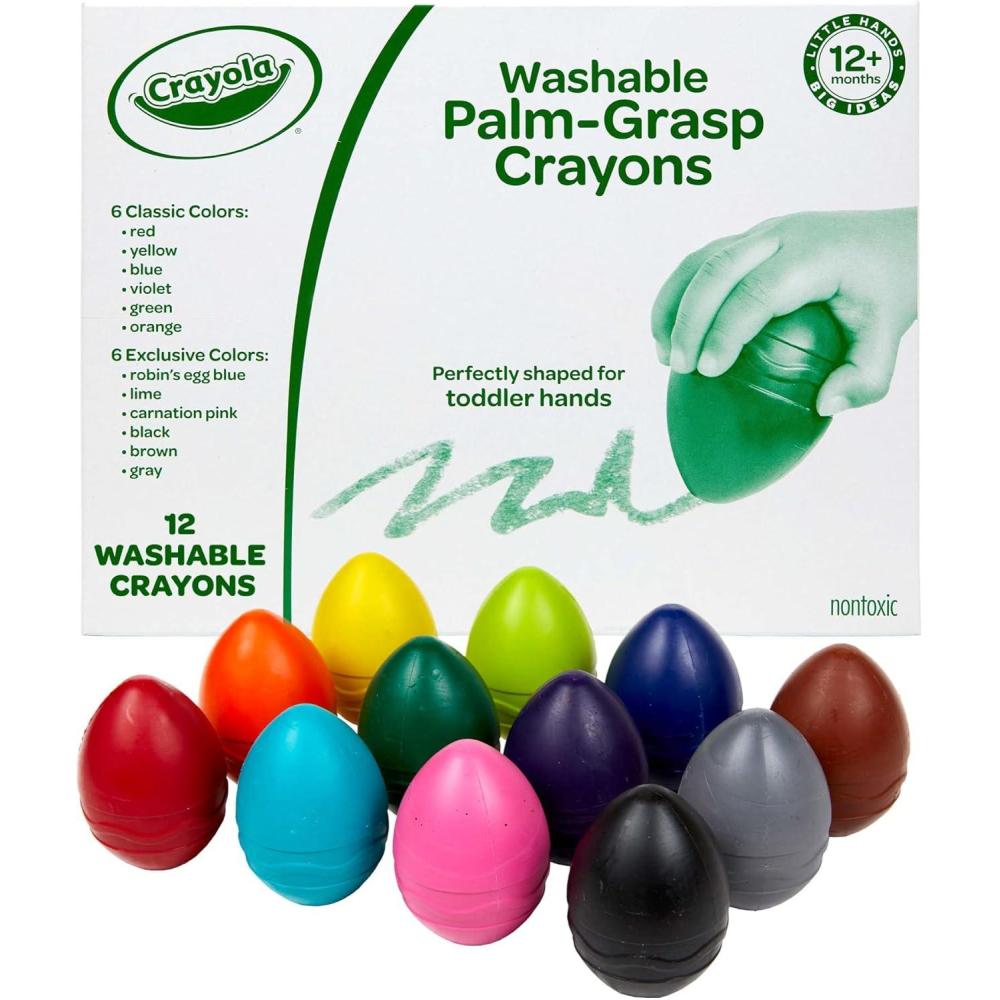 Crayola Large Egg Crayons (12ct), Jumbo Washable Crayons for Toddlers, Christmas Gifts for Grandkids, Stocking Stuffers, Preschool Art Supplies, Ages 1+