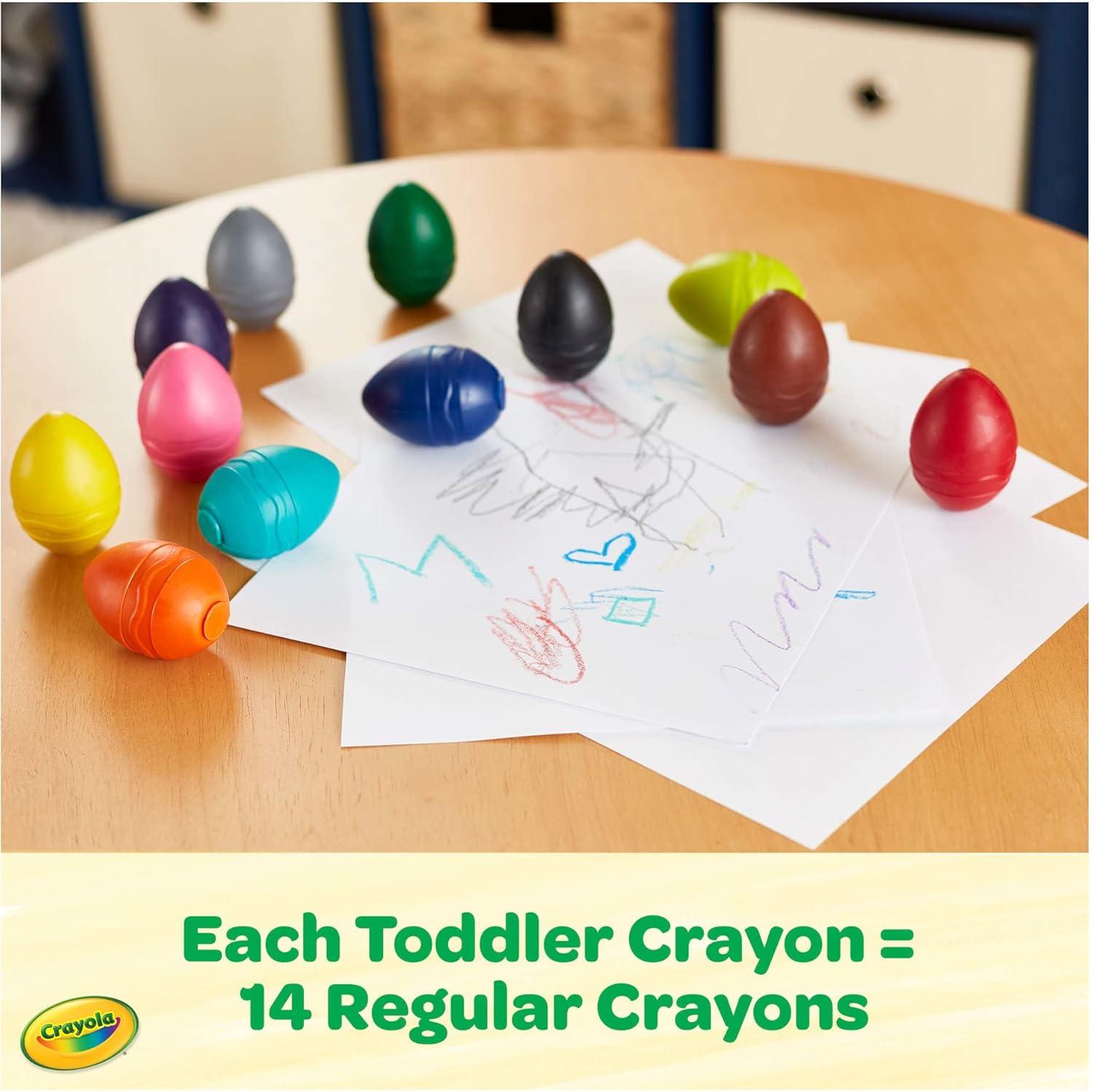 Crayola Large Egg Crayons (12ct), Jumbo Washable Crayons for Toddlers, Christmas Gifts for Grandkids, Stocking Stuffers, Preschool Art Supplies, Ages 1+