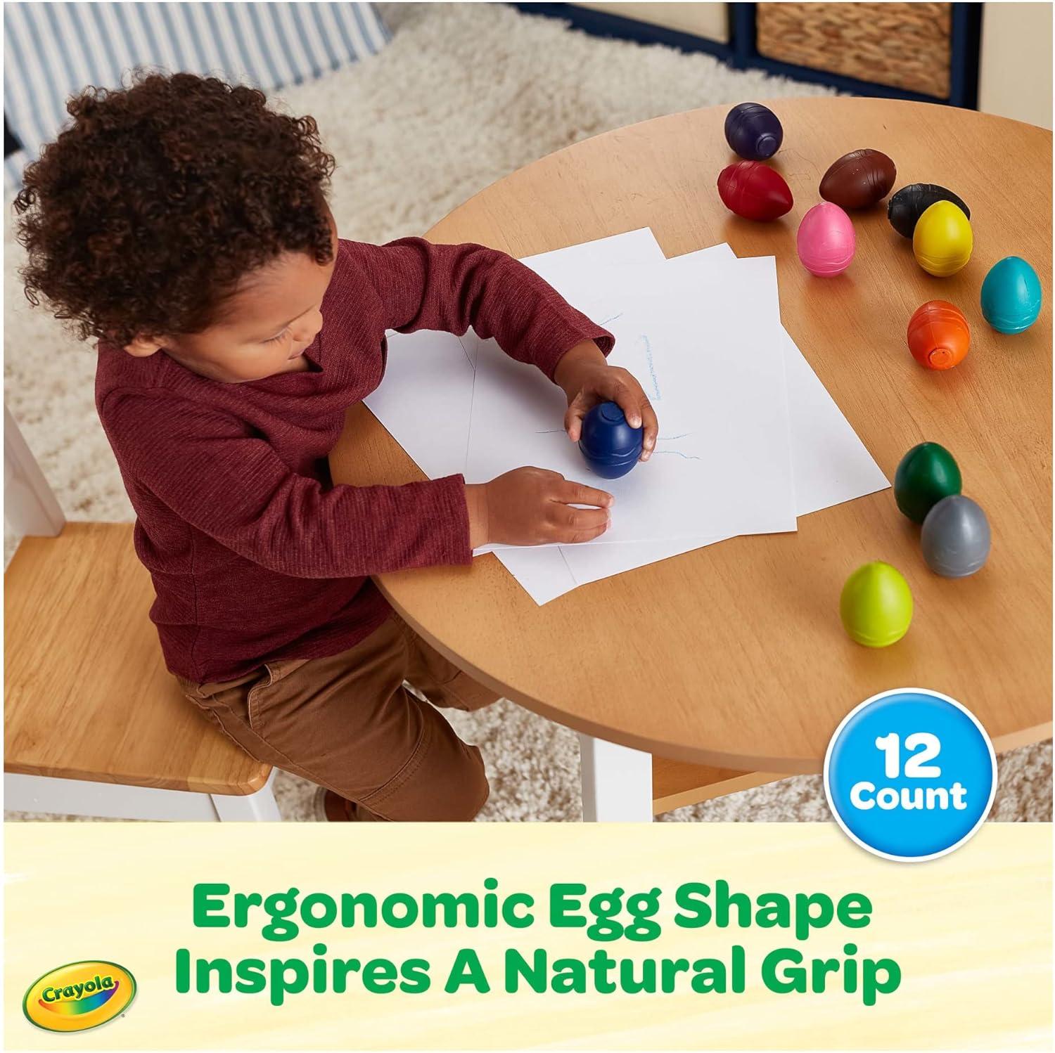Crayola Large Egg Crayons (12ct), Jumbo Washable Crayons for Toddlers, Christmas Gifts for Grandkids, Stocking Stuffers, Preschool Art Supplies, Ages 1+