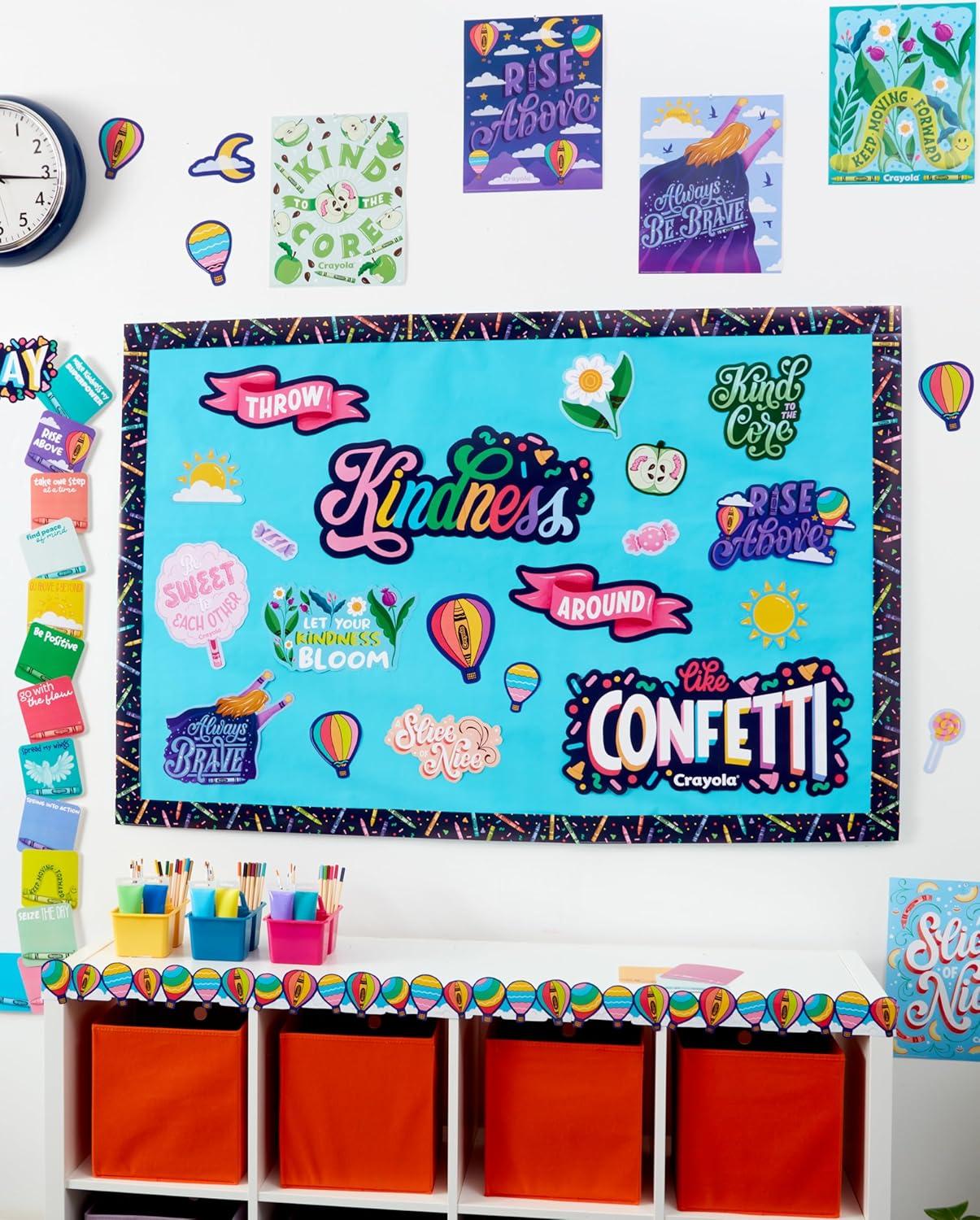 Eureka Crayola Crayons Paper Cut-Out Classroom Decorations for Teachers, 36 Pieces(Crayola Kindness)