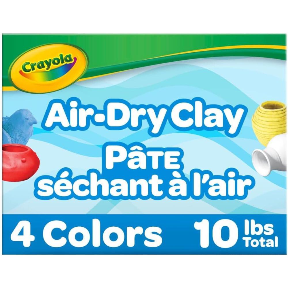 Crayola Air Dry Clay, Classic Colors, Bulk (4) Set of 2.5 lb. Resealable Buckets, Modeling Clay Alternative for Kids