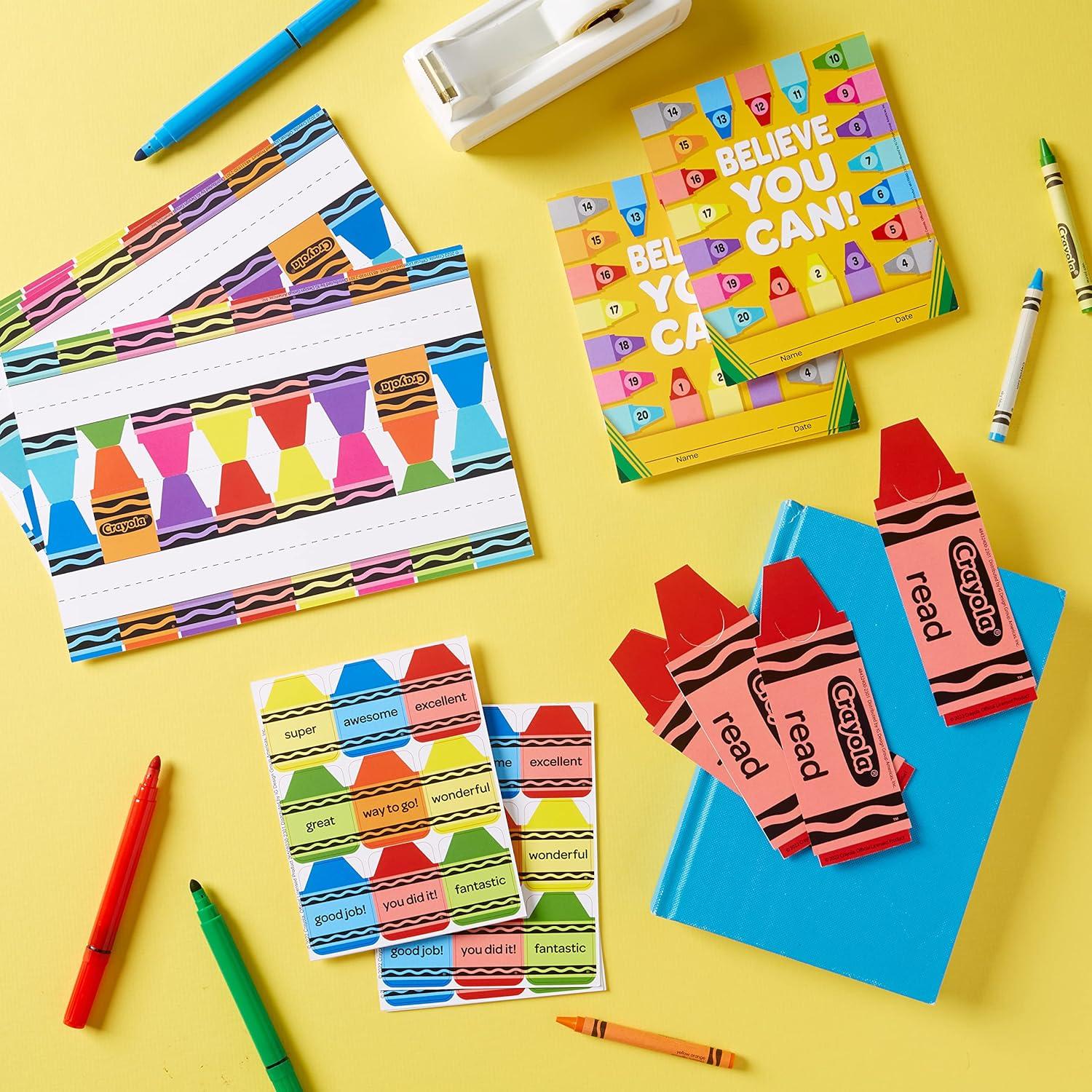 Eureka Crayola Colorful and Motivational Bookmarks for Students and Teachers, 2″ x 6″, 36 Pieces
