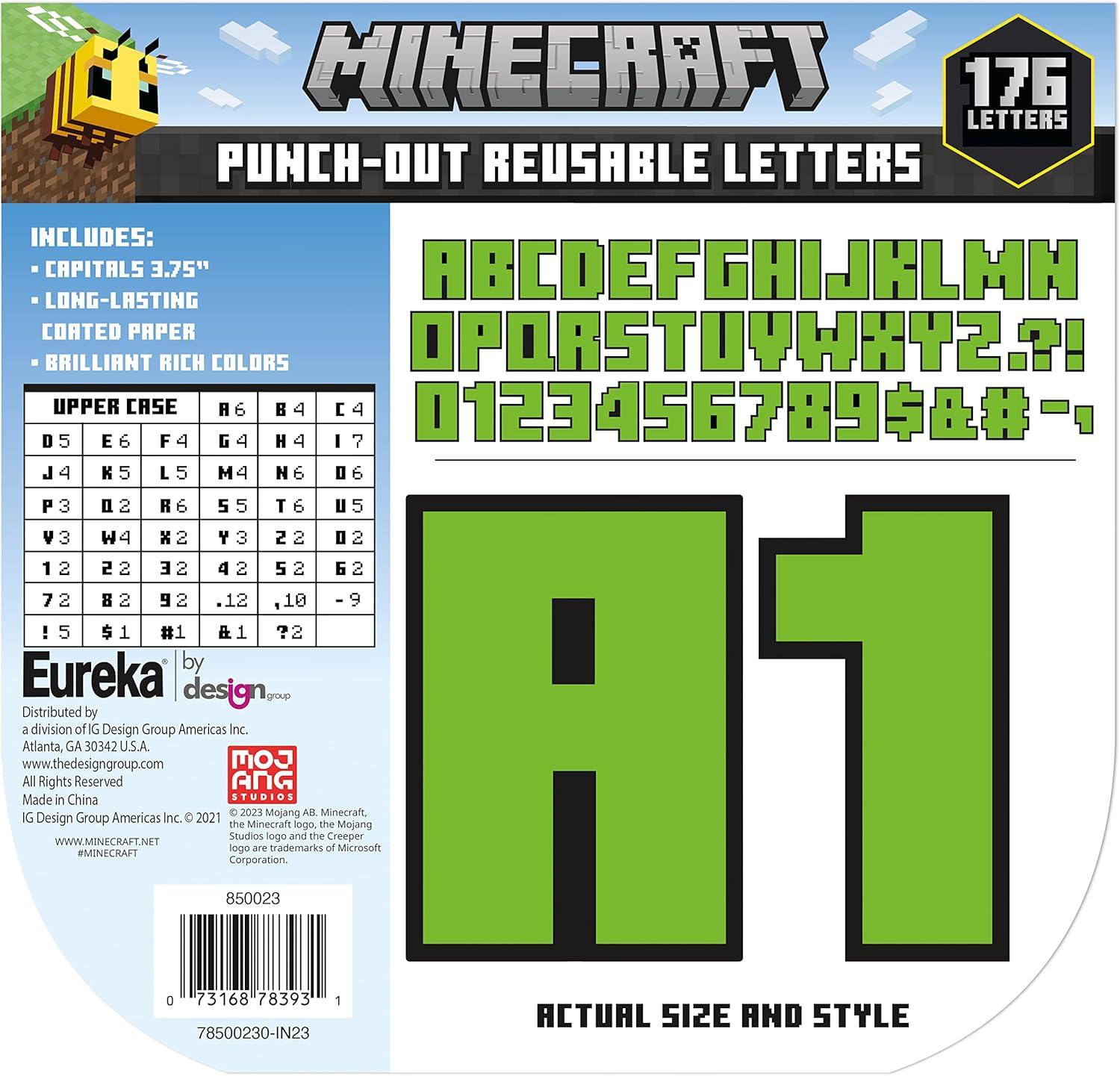 Eureka Crayola Letter, Number, Punctuation Mark, and Symbol Classroom Decorations for Teachers, 4″ H, 178 Pieces, Blue(Minecraft)