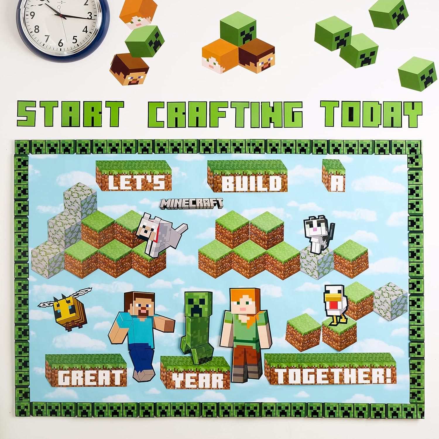 Eureka Crayola Letter, Number, Punctuation Mark, and Symbol Classroom Decorations for Teachers, 4″ H, 178 Pieces, Blue(Minecraft)