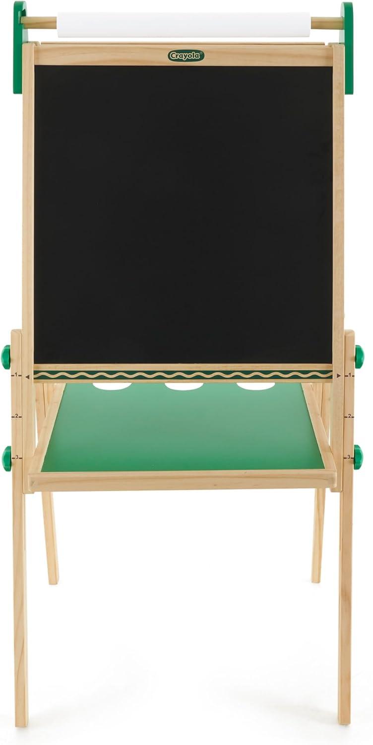 Crayola Wooden Art Easel for Kids, 2-in-1 Dry Erase Board & Chalkboard, Gifts for Toddlers, Ages 3, 4, 5(Wooden Easel)