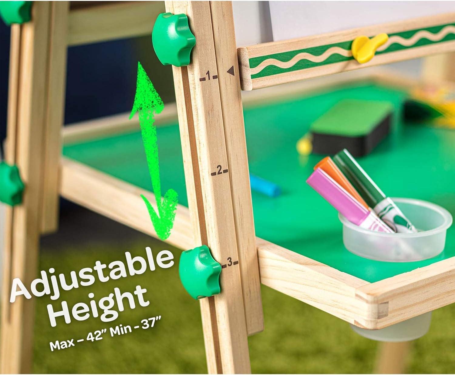 Crayola Wooden Art Easel for Kids, 2-in-1 Dry Erase Board & Chalkboard, Gifts for Toddlers, Ages 3, 4, 5(Wooden Easel)