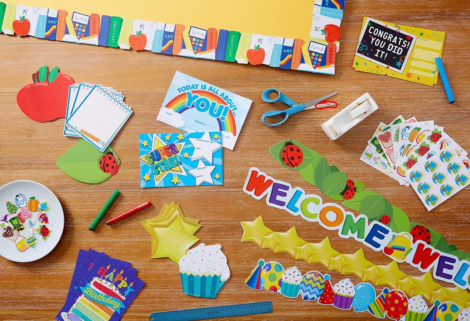 Eureka Crayola Crayons Paper Cut-Out Classroom Decorations for Teachers, 36 Pieces(Ladybug)