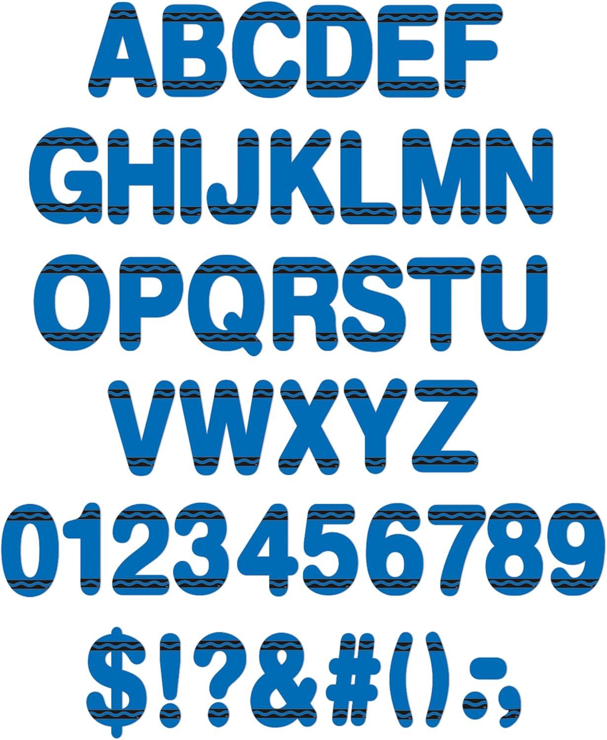 Eureka Crayola Letter, Number, Punctuation Mark, and Symbol Classroom Decorations for Teachers, 4″ H, 178 Pieces, Blue(Blue Crayola)