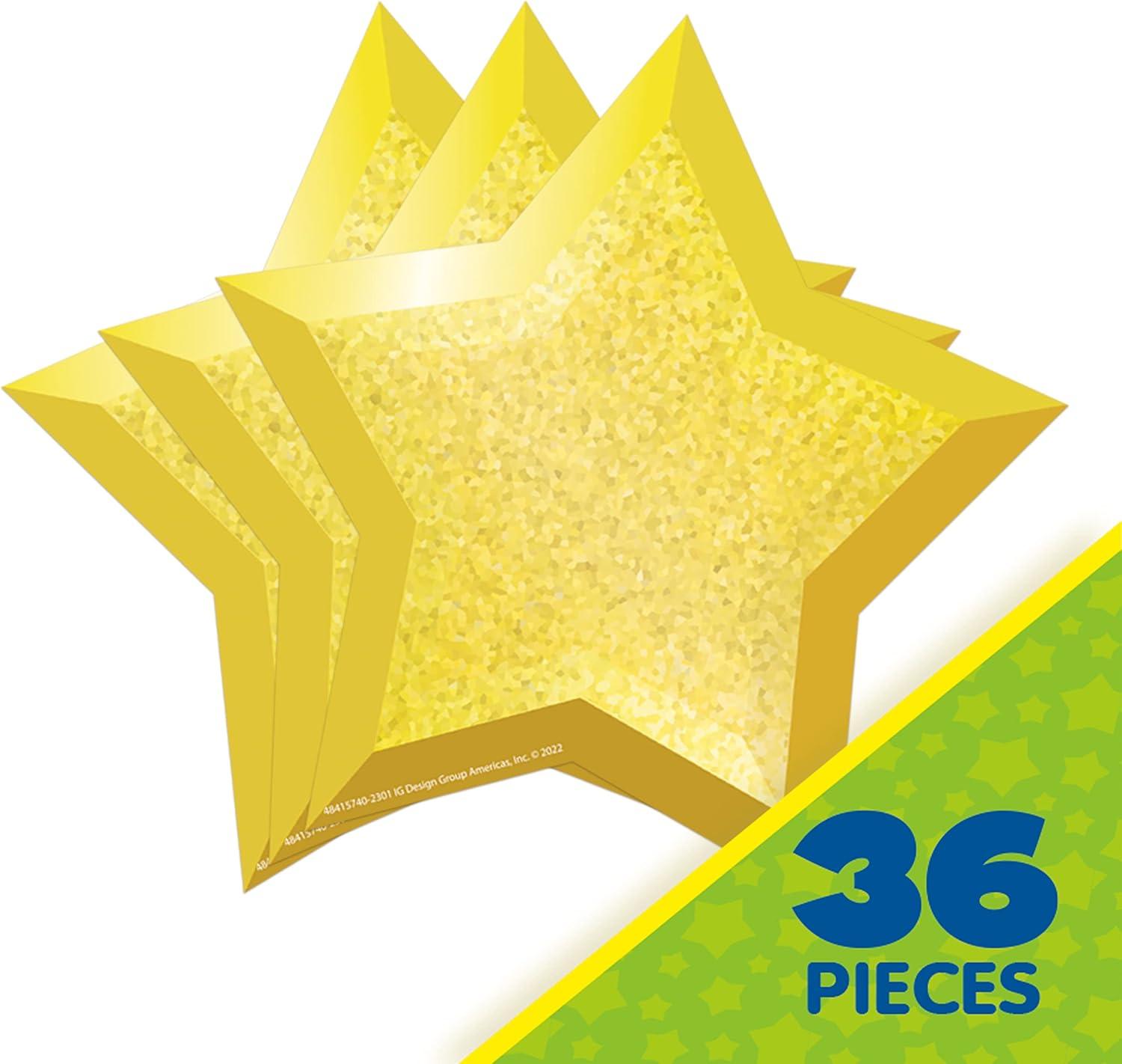 Eureka Crayola Crayons Paper Cut-Out Classroom Decorations for Teachers, 36 Pieces(Gold Star)