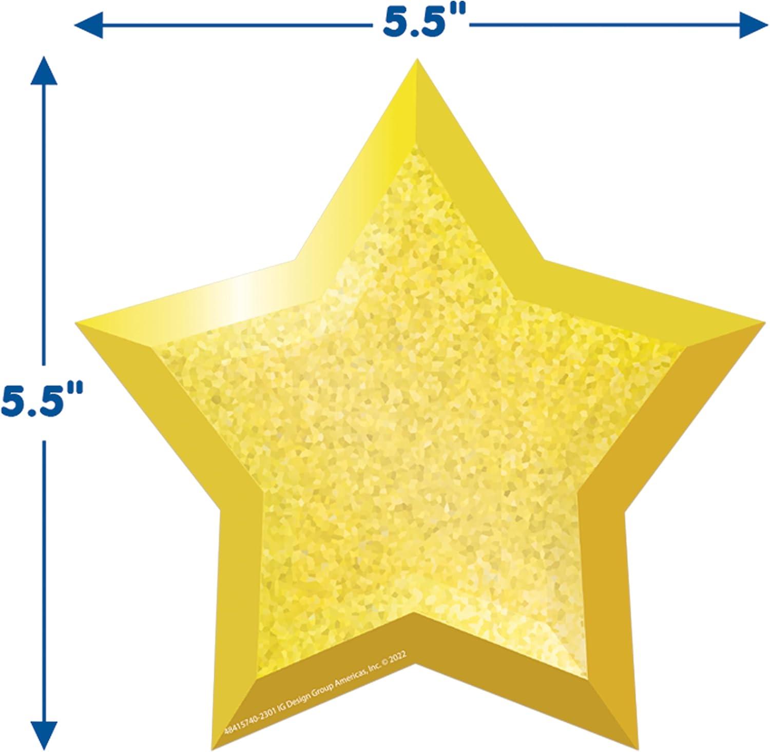 Eureka Crayola Crayons Paper Cut-Out Classroom Decorations for Teachers, 36 Pieces(Gold Star)