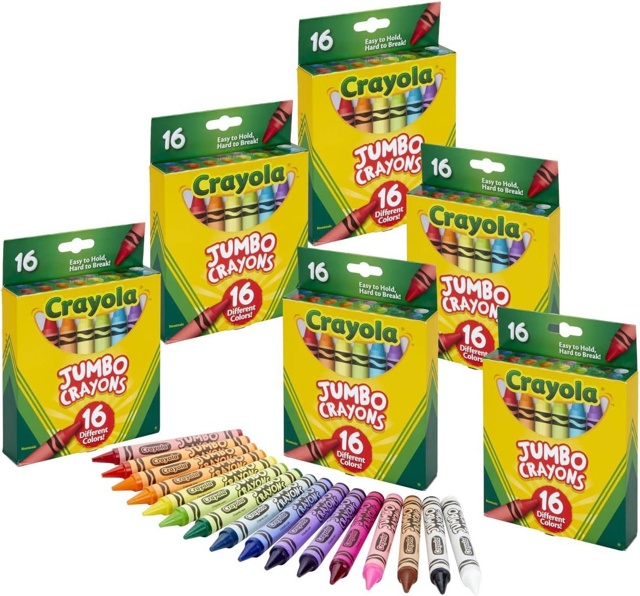 Crayola Jumbo Crayons Bulk, 6 Sets of 16 Large Crayons for Toddlers & Kids, School Supplies, Gifts [Amazon Exclusive](16 Count (Pack of 6))
