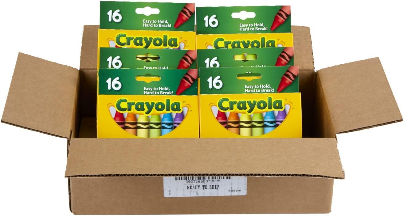 Crayola Jumbo Crayons Bulk, 6 Sets of 16 Large Crayons for Toddlers & Kids, School Supplies, Gifts [Amazon Exclusive](16 Count (Pack of 6))