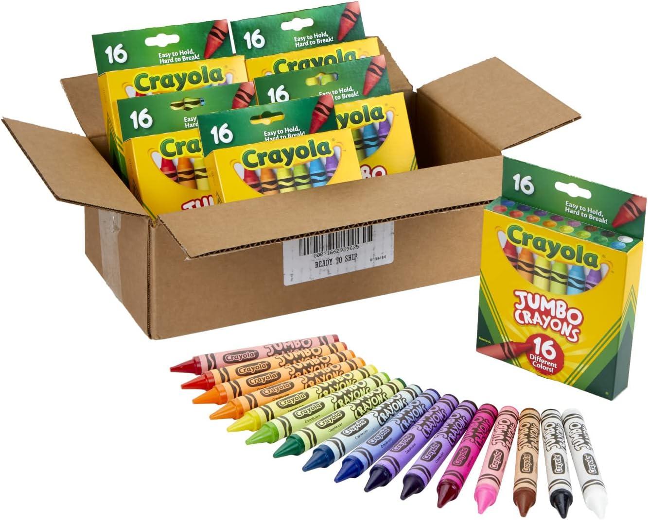Crayola Jumbo Crayons Bulk, 6 Sets of 16 Large Crayons for Toddlers & Kids, School Supplies, Gifts [Amazon Exclusive](16 Count (Pack of 6))