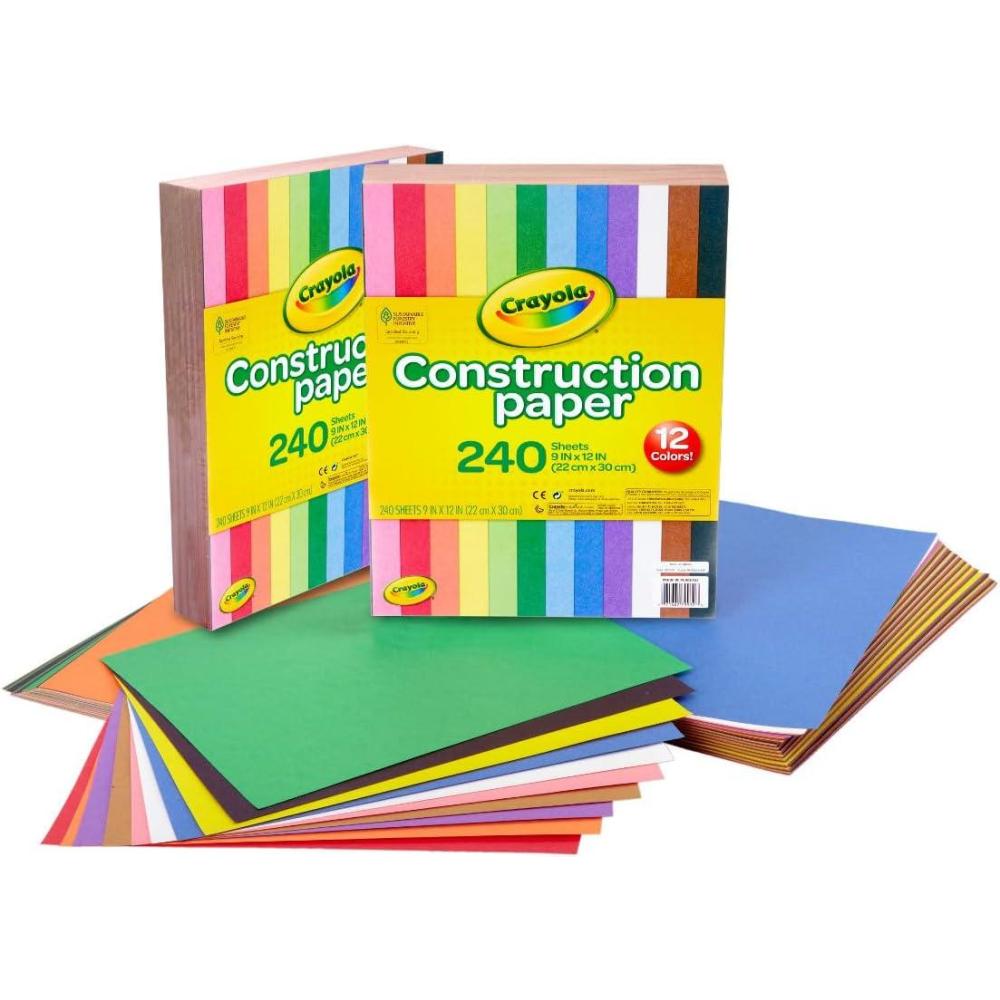 Crayola Construction Paper Bulk Pack (480 Sheets) – 10 Assorted Colors, 9×12, Classroom Arts & Crafts Supplies for Kids, Art Paper for School Projects(Construction Paper)