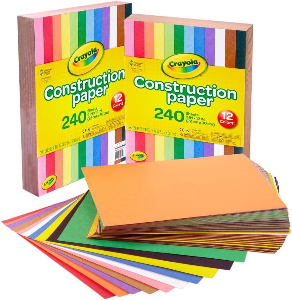 Crayola Construction Paper Bulk Pack (480 Sheets) – 10 Assorted Colors, 9×12, Classroom Arts & Crafts Supplies for Kids, Art Paper for School Projects(Construction Paper)