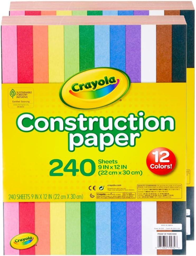 Crayola Construction Paper Bulk Pack (480 Sheets) – 10 Assorted Colors, 9×12, Classroom Arts & Crafts Supplies for Kids, Art Paper for School Projects(Construction Paper)