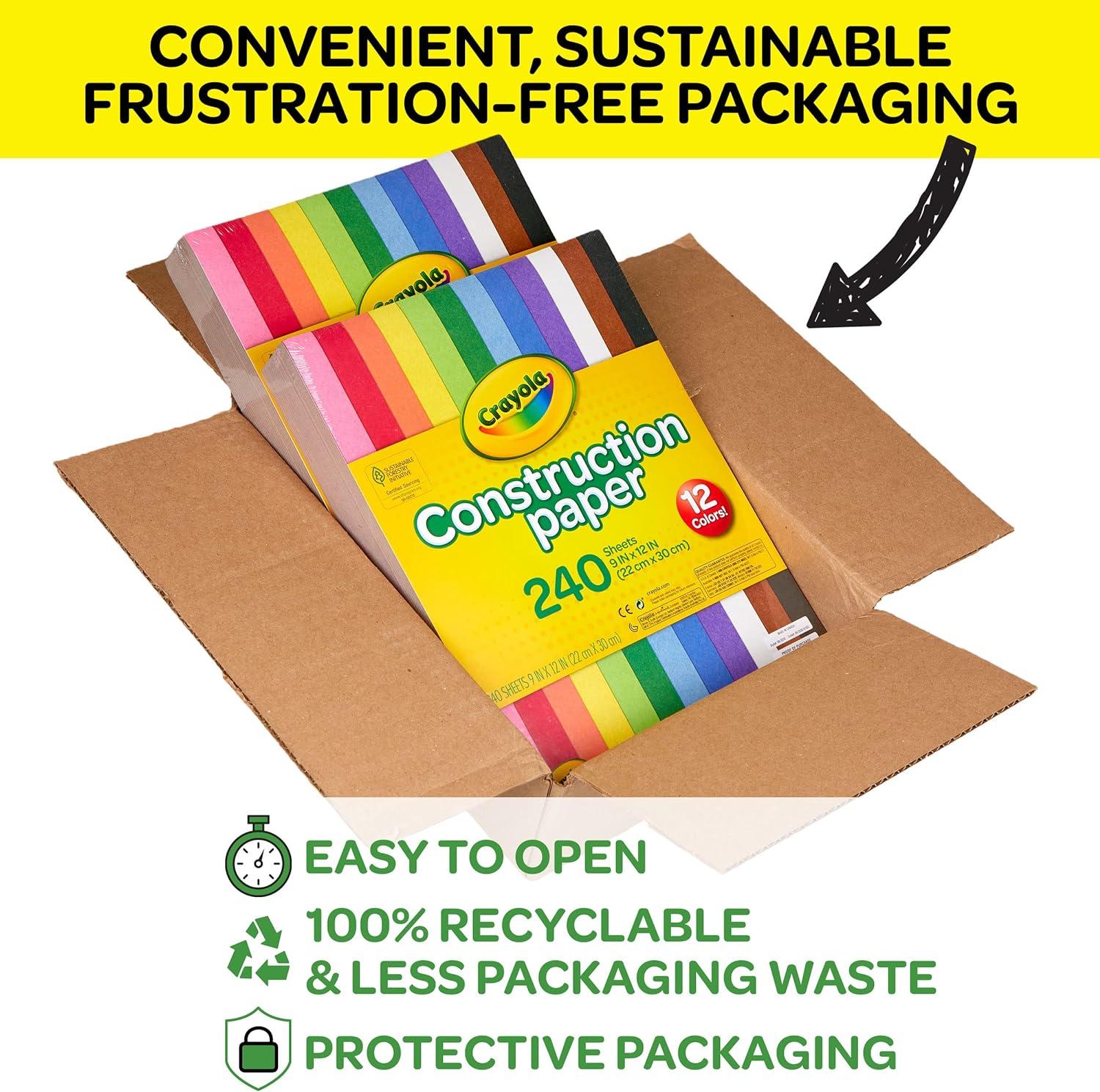 Crayola Construction Paper Bulk Pack (480 Sheets) – 10 Assorted Colors, 9×12, Classroom Arts & Crafts Supplies for Kids, Art Paper for School Projects(Construction Paper)