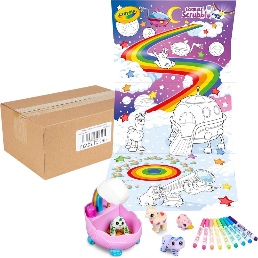 Crayola Scribble Scrubbie Peculiar Pets Rainbow Tub Set, Grooming Pet Toy for Girls & Boys, Toy Animal, Gifts for Kids, Ages 3+