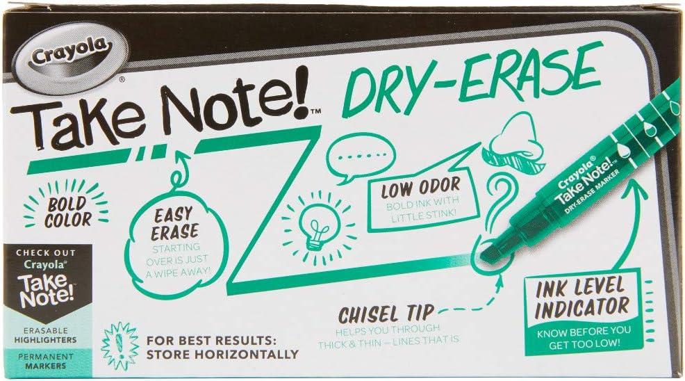 Crayola Take Note Dry Erase Markers, Green Chisel Tip Markers, Classroom & Office Supplies, 12 Count(Green)