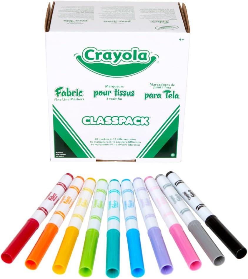 Crayola Fabric Marker Classpack, Ten Assorted Colors, 80/Box