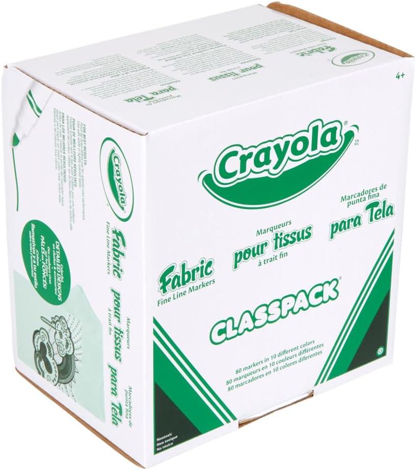 Crayola Fabric Marker Classpack, Ten Assorted Colors, 80/Box