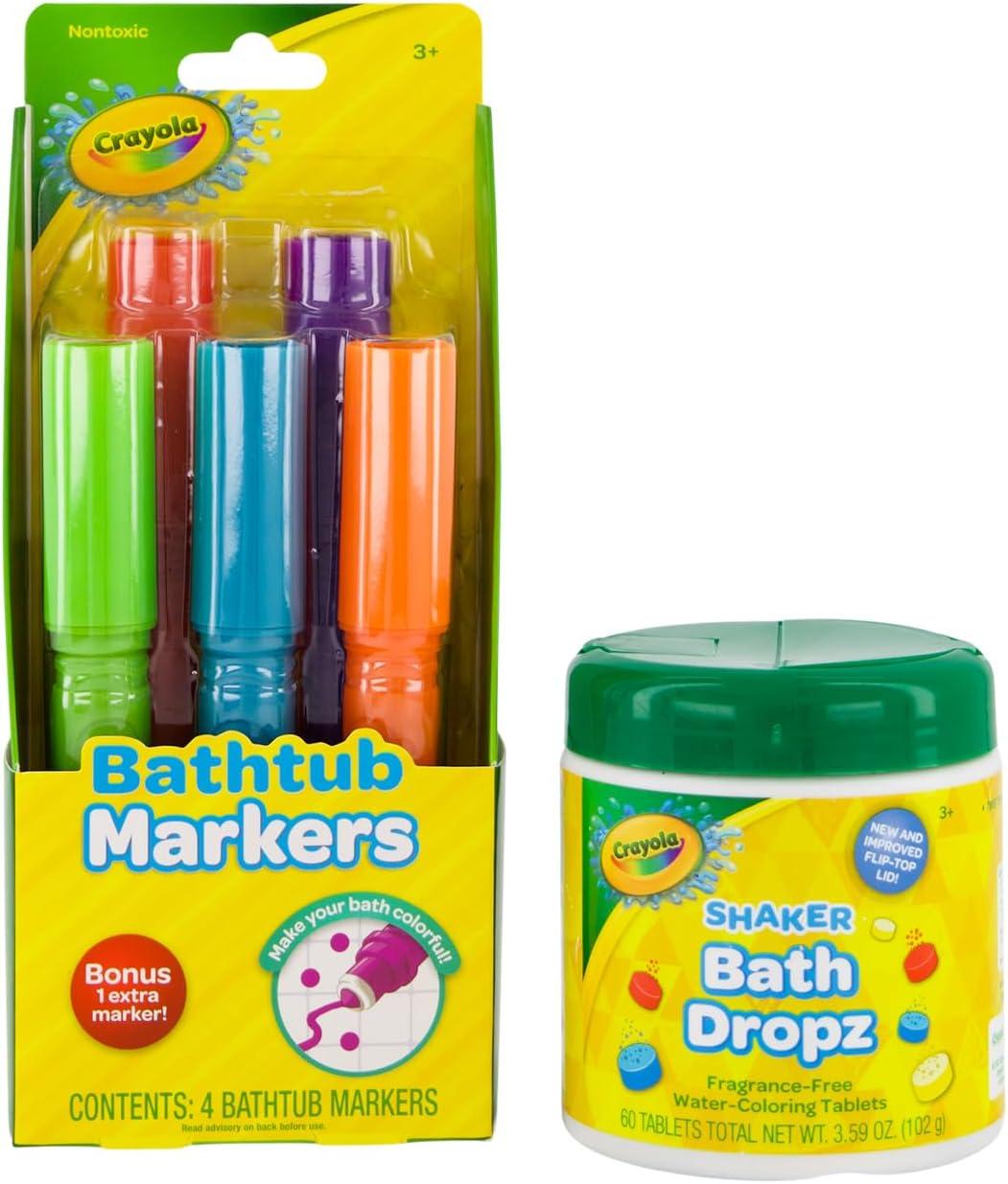 Crayola Bathtub Markers and Crayola Color Bath Drops, 60 tablets – Bring Creative Fun to Bath Time – Non-toxic