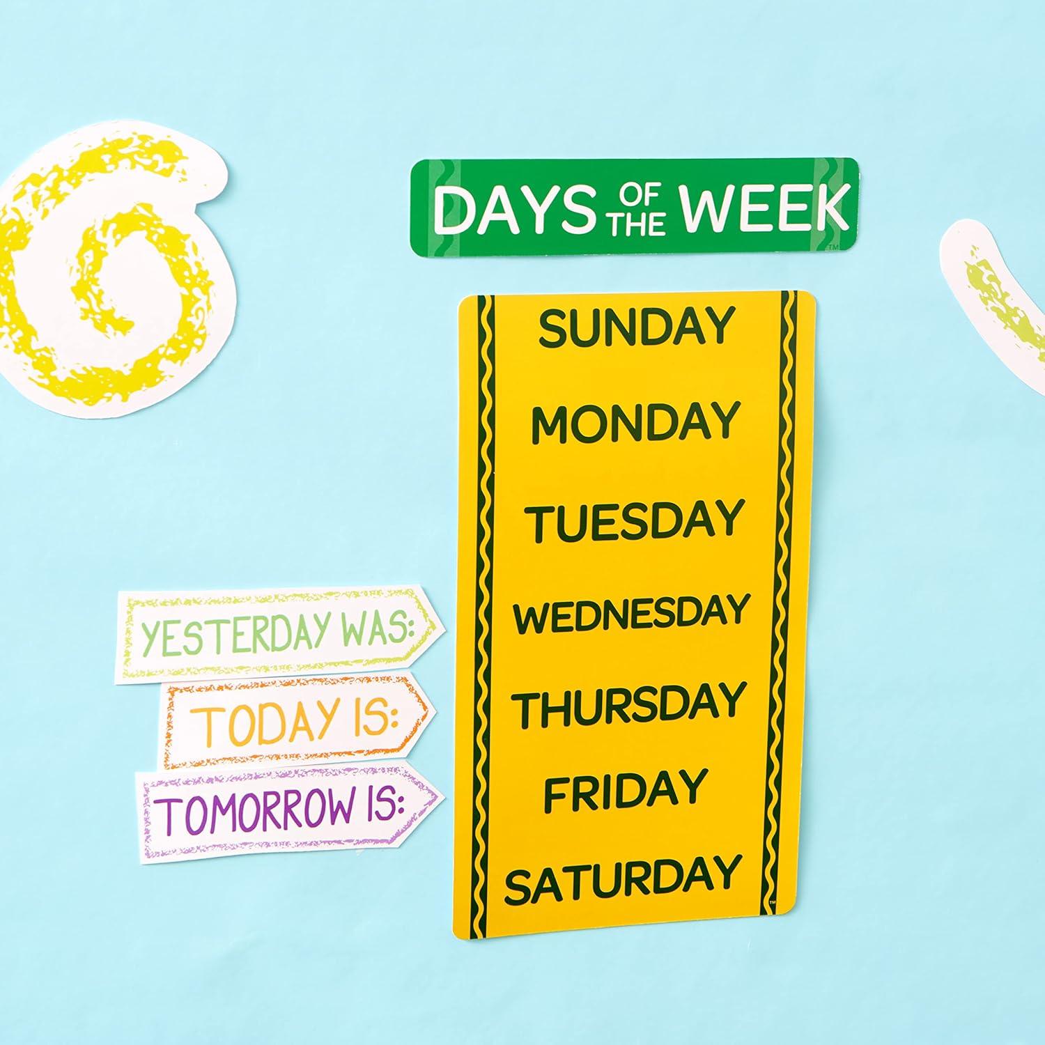 Eureka Crayola Colors and Shapes Classroom Calendar Bulletin Board Set for Teachers, 28 Pieces