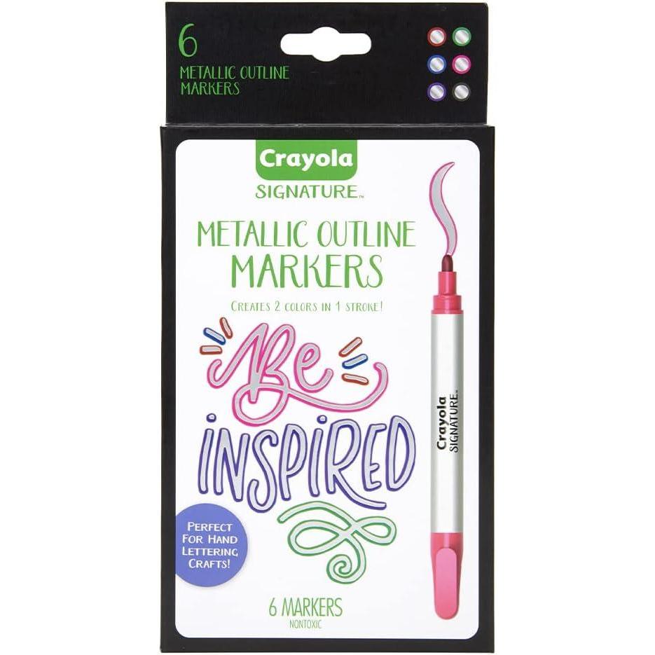 Crayola Metallic Outline Paint Markers, Assorted Colors, Art Supplies, 6 Count