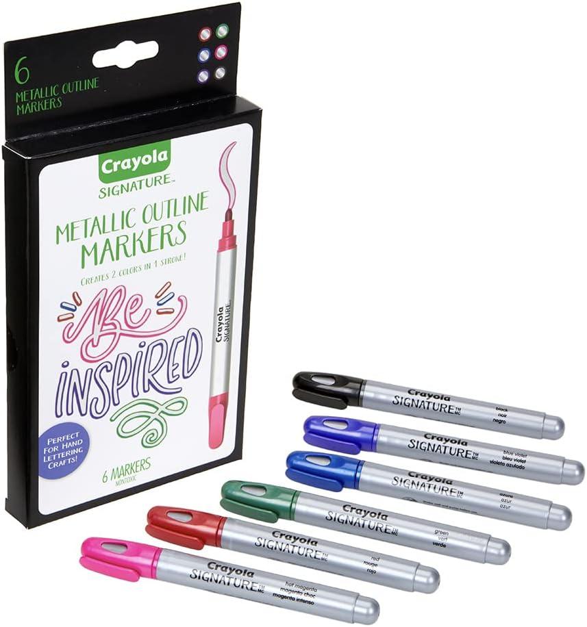 Crayola Metallic Outline Paint Markers, Assorted Colors, Art Supplies, 6 Count