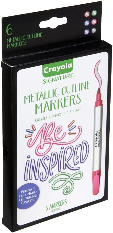 Crayola Metallic Outline Paint Markers, Assorted Colors, Art Supplies, 6 Count
