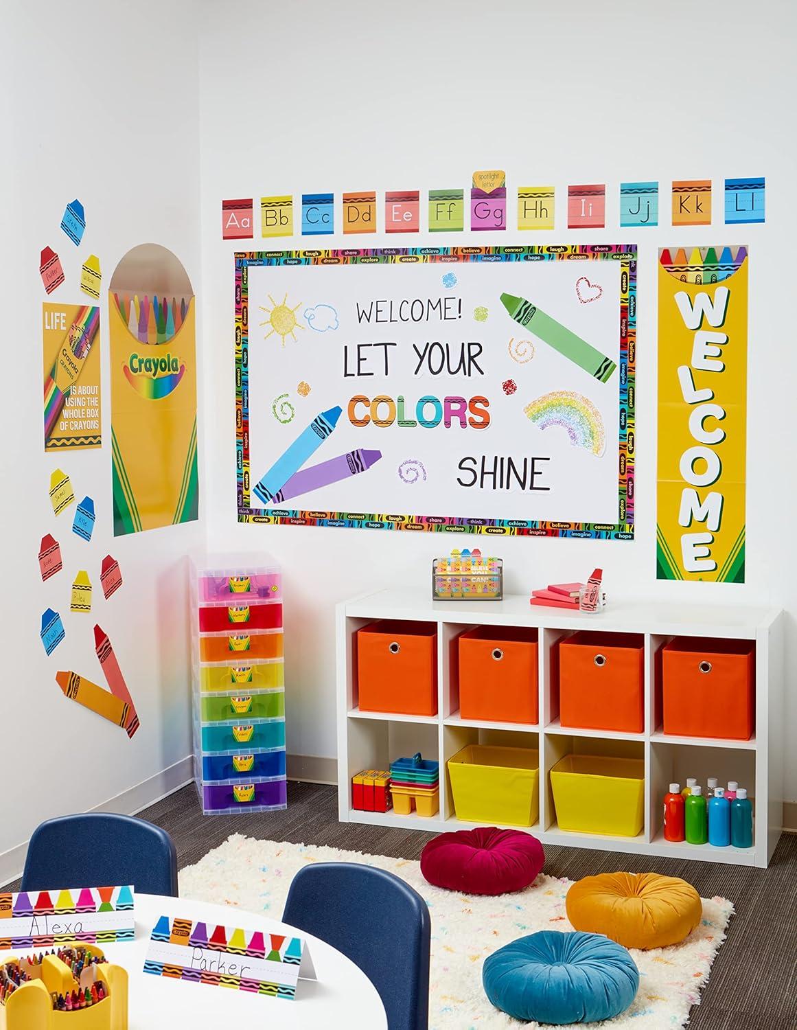 Eureka Crayola Crayons Self-Adhesive Student Name Tags for Teachers, 2.75″ x 2.25″, 40 Pieces(Crayola)