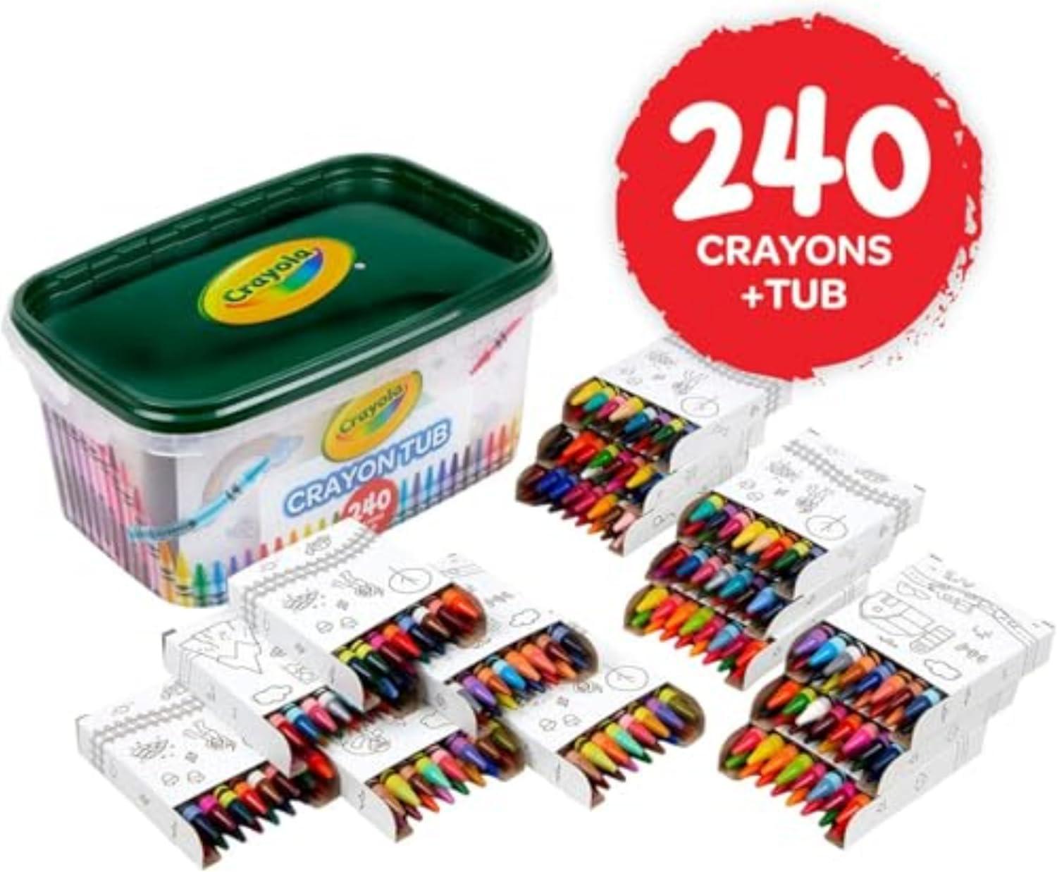 Crayola Crayon Tub (240ct), Bulk Crayons for Kids, Stocking Stuffers for Kids, Holiday & Christmas Gifts for Toddlers, Bag Fillers, Classroom Art Supplies, Ages 3+ [Amazon Exclusive]