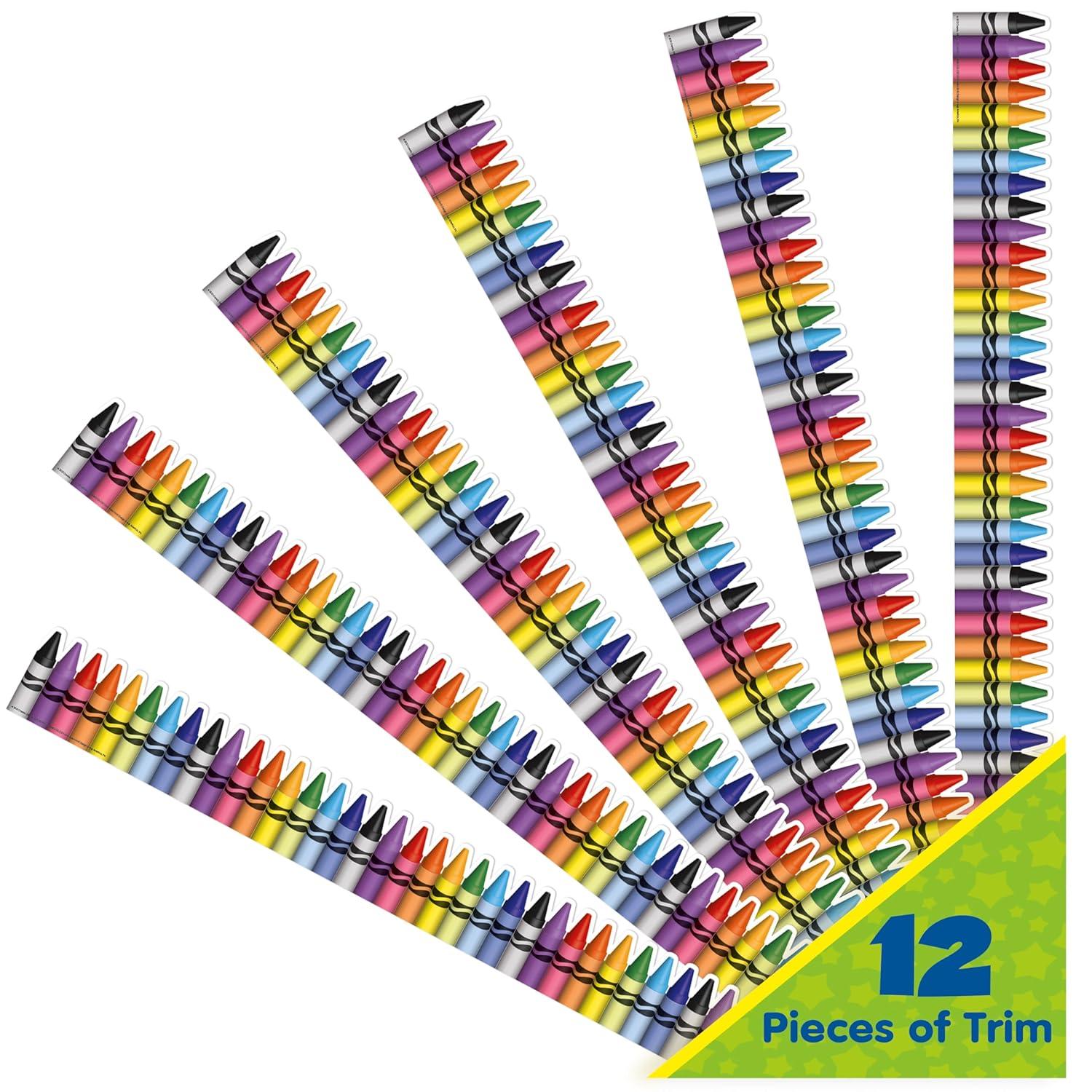 Eureka Classic Crayola Decorative Classroom and Bulletin Board Trim for Teachers, 3.25″ Wide, 12 Strips for 37 Total Feet