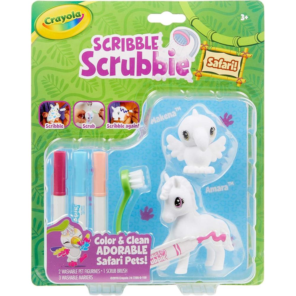 Crayola Scribble Scrubbie Safari 2 Pack Animal Toy Set Age 3+(Zebra and Bird)
