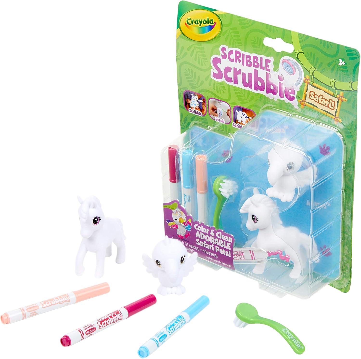 Crayola Scribble Scrubbie Safari 2 Pack Animal Toy Set Age 3+(Zebra and Bird)