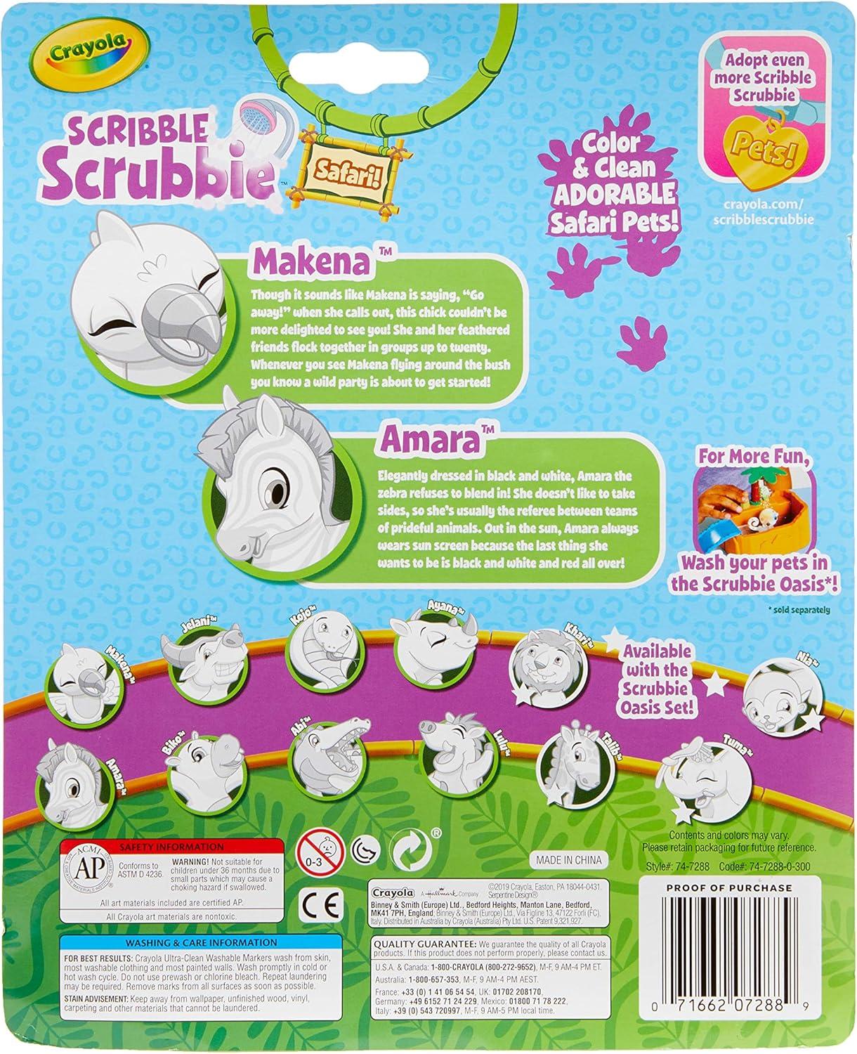 Crayola Scribble Scrubbie Safari 2 Pack Animal Toy Set Age 3+(Zebra and Bird)