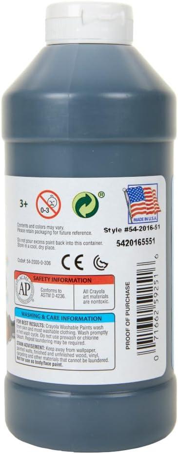 Crayola Washable Paint, Black, 16 oz.(16 Ounce (Pack of 1))