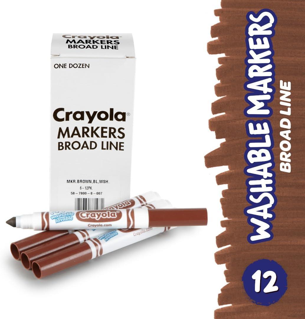 Crayola 12 Count Washable Bulk Markers, Green(Brown)