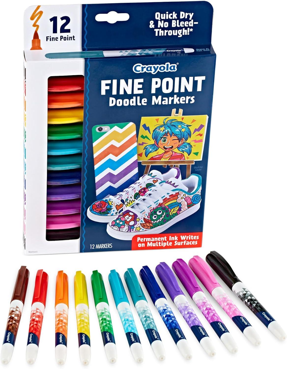 Crayola Dual Chisel Tip & Brush Markers (12ct), Markers for Adults, Art Marker Set, Coloring Supplies, Gifts for Teens & Adults(Fine Point)