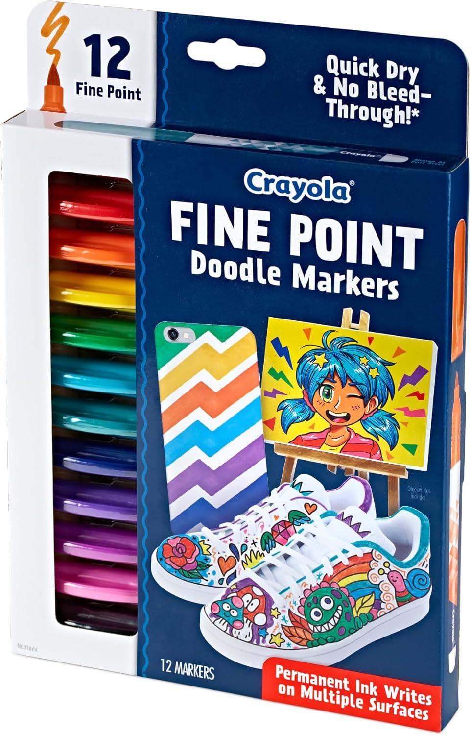 Crayola Dual Chisel Tip & Brush Markers (12ct), Markers for Adults, Art Marker Set, Coloring Supplies, Gifts for Teens & Adults(Fine Point)