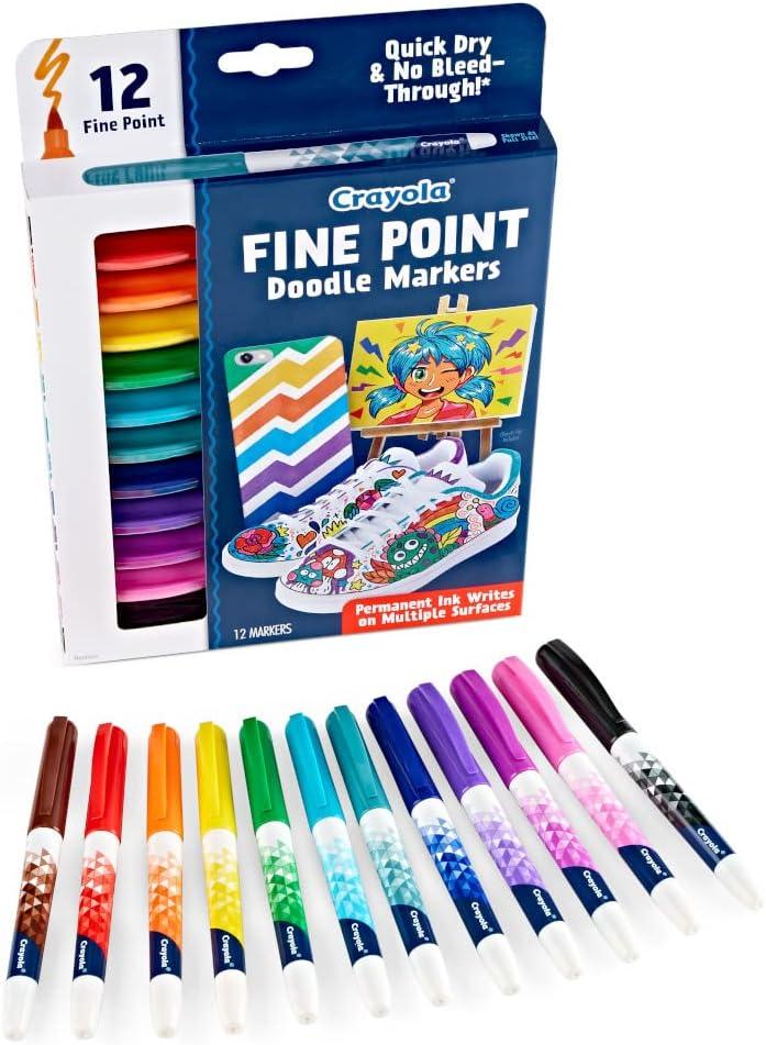 Crayola Dual Chisel Tip & Brush Markers (12ct), Markers for Adults, Art Marker Set, Coloring Supplies, Gifts for Teens & Adults(Fine Point)