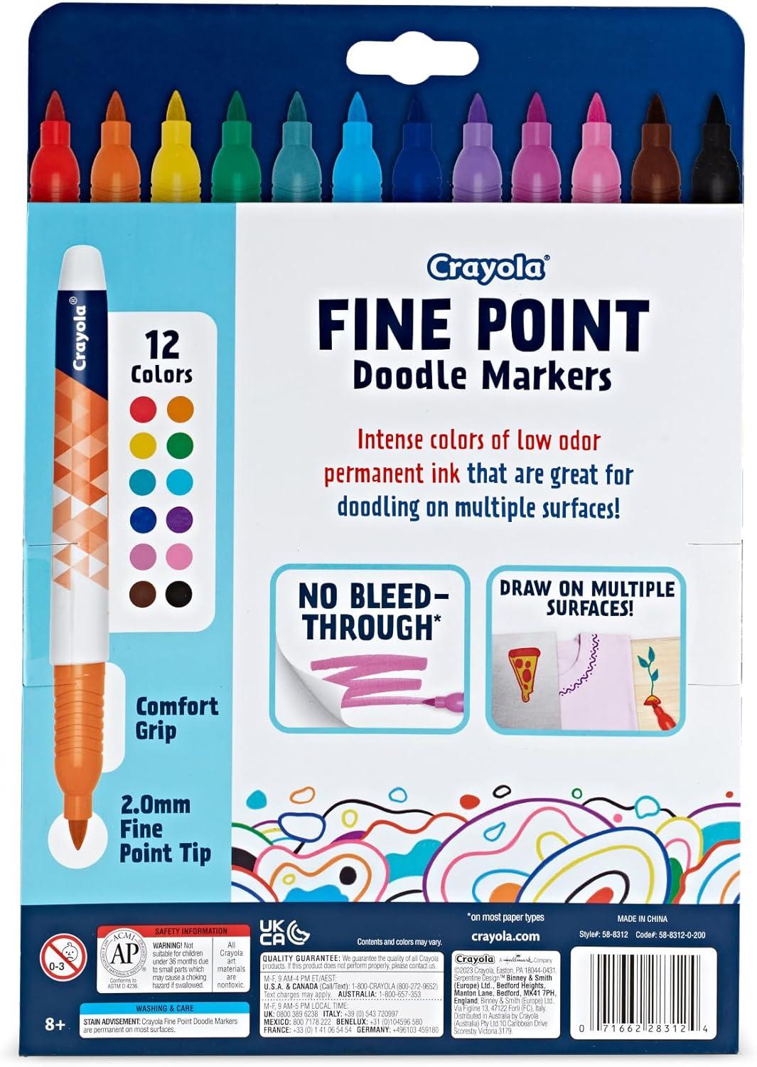 Crayola Dual Chisel Tip & Brush Markers (12ct), Markers for Adults, Art Marker Set, Coloring Supplies, Gifts for Teens & Adults(Fine Point)