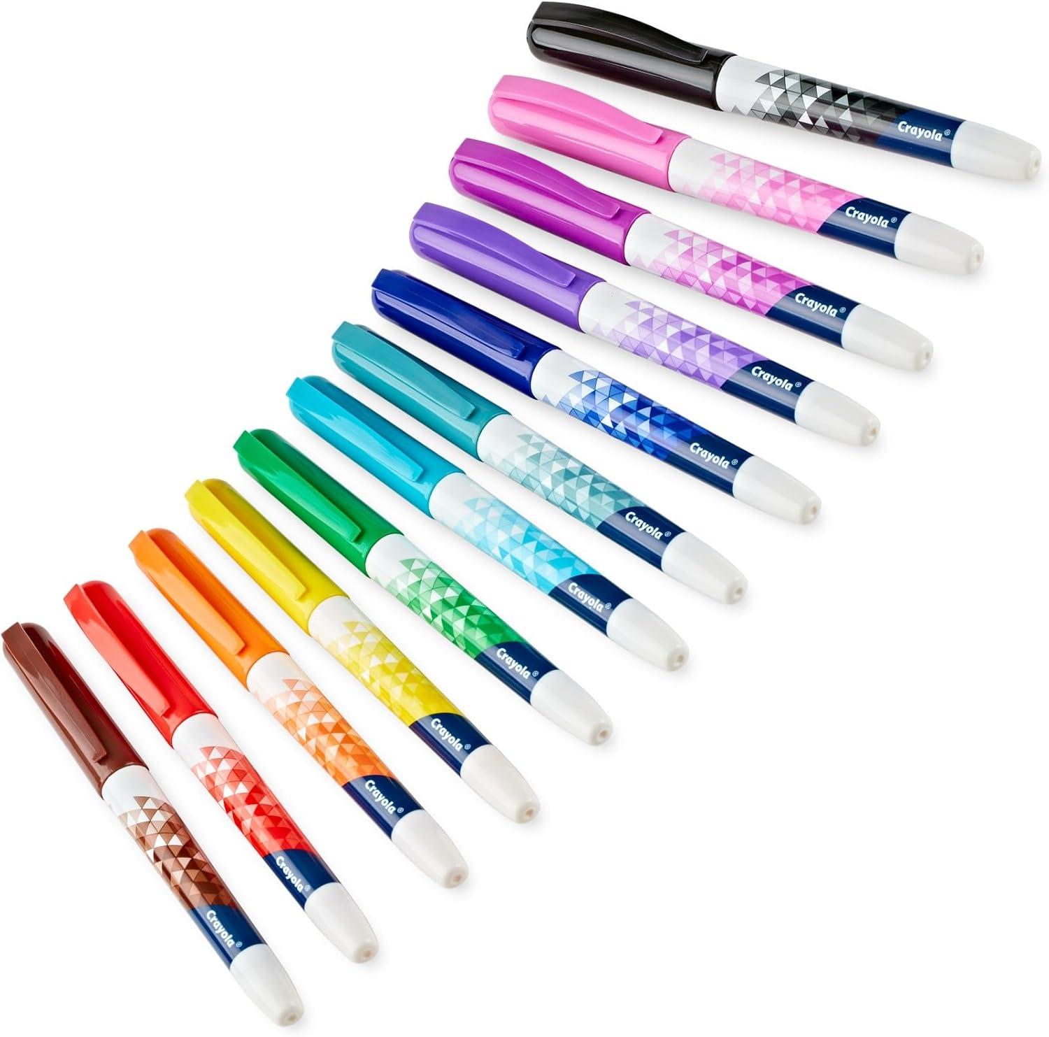 Crayola Dual Chisel Tip & Brush Markers (12ct), Markers for Adults, Art Marker Set, Coloring Supplies, Gifts for Teens & Adults(Fine Point)