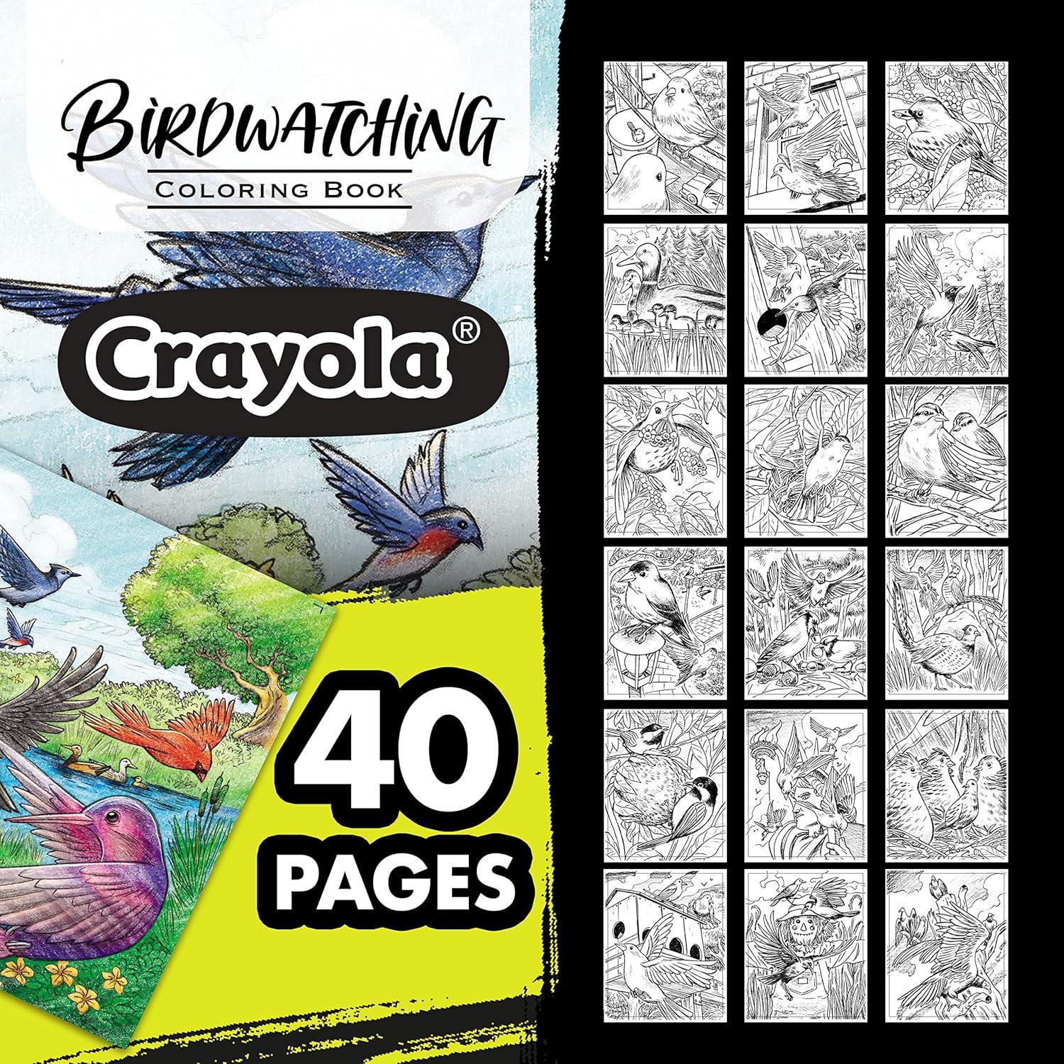 Crayola Tropical Garden Adult Coloring Book (40pgs), Adult Coloring Pages, Stress Relief Activity, Gift for Teens & Adults, 9+(BirdWatching)