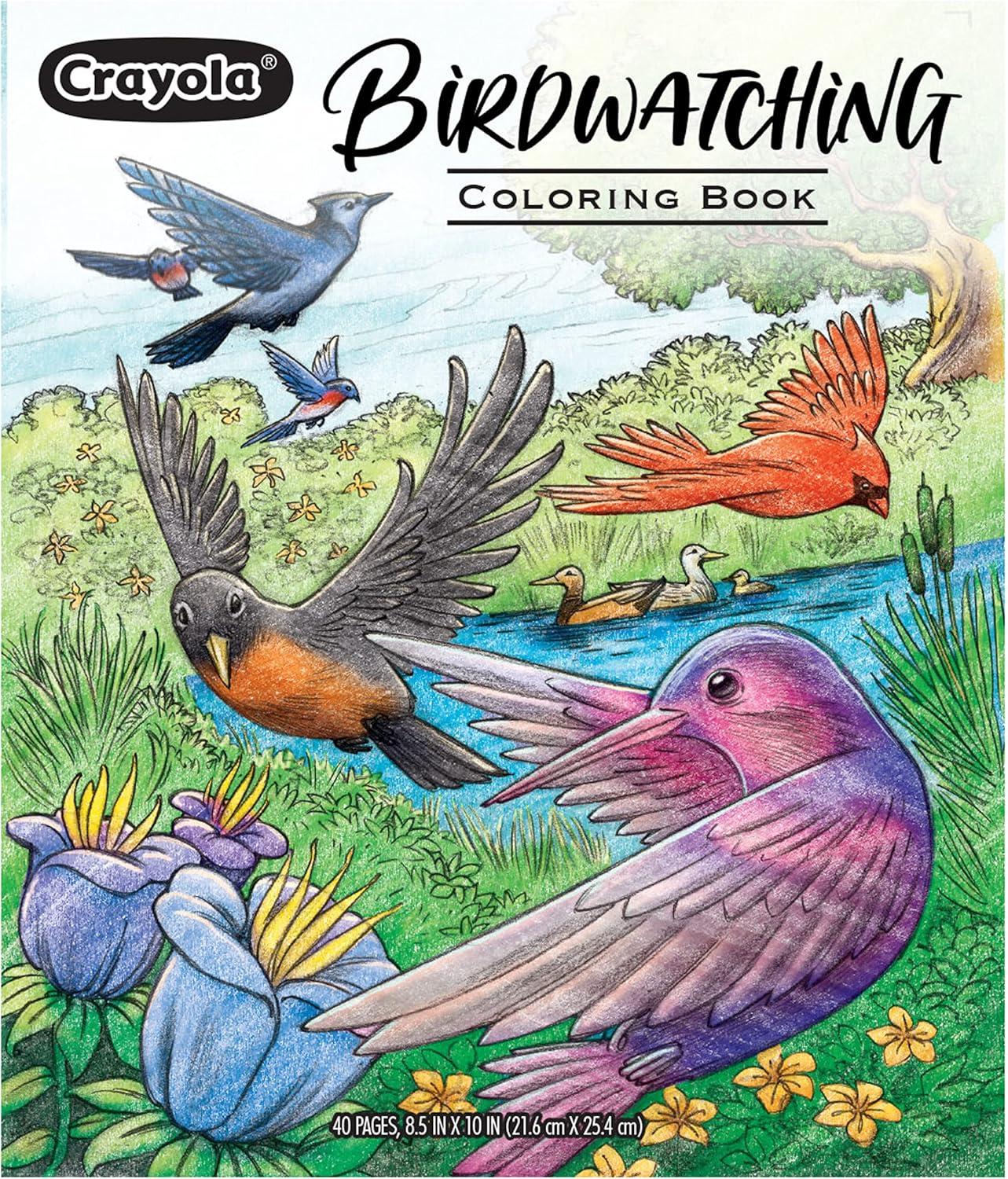 Crayola Tropical Garden Adult Coloring Book (40pgs), Adult Coloring Pages, Stress Relief Activity, Gift for Teens & Adults, 9+(BirdWatching)
