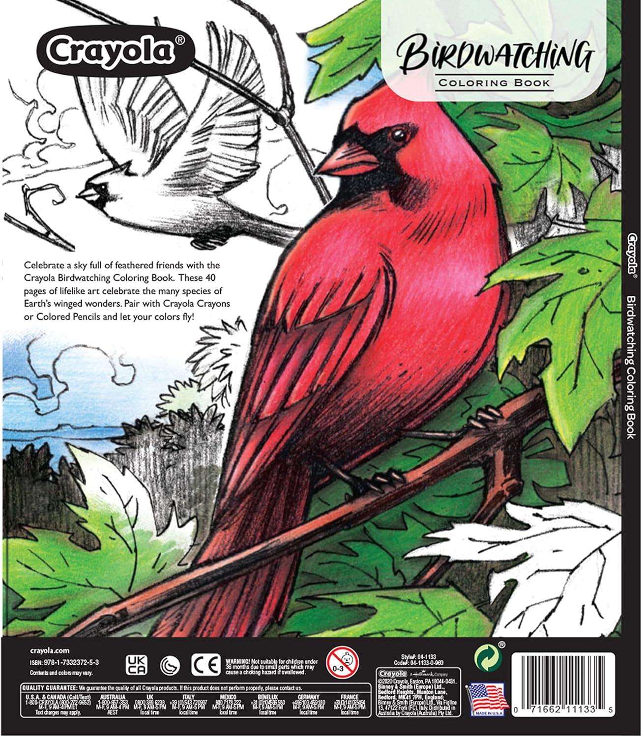 Crayola Tropical Garden Adult Coloring Book (40pgs), Adult Coloring Pages, Stress Relief Activity, Gift for Teens & Adults, 9+(BirdWatching)