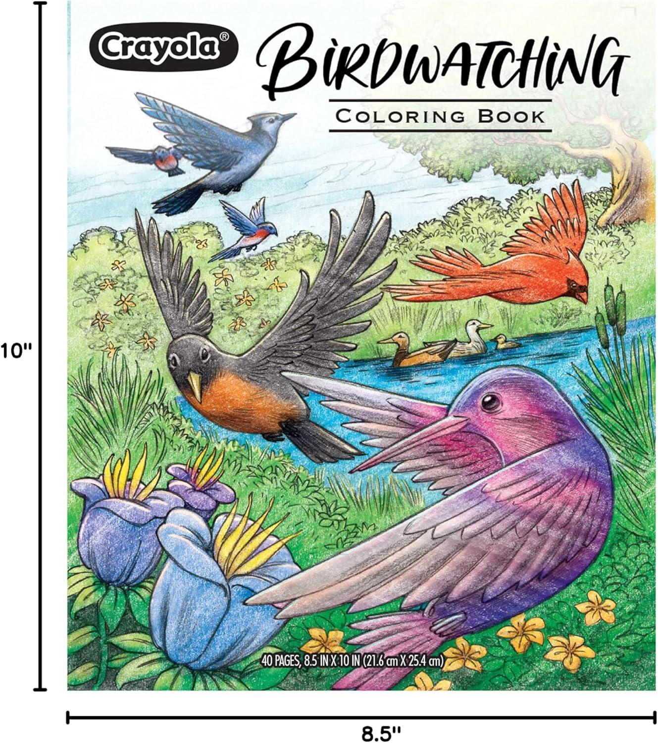 Crayola Tropical Garden Adult Coloring Book (40pgs), Adult Coloring Pages, Stress Relief Activity, Gift for Teens & Adults, 9+(BirdWatching)