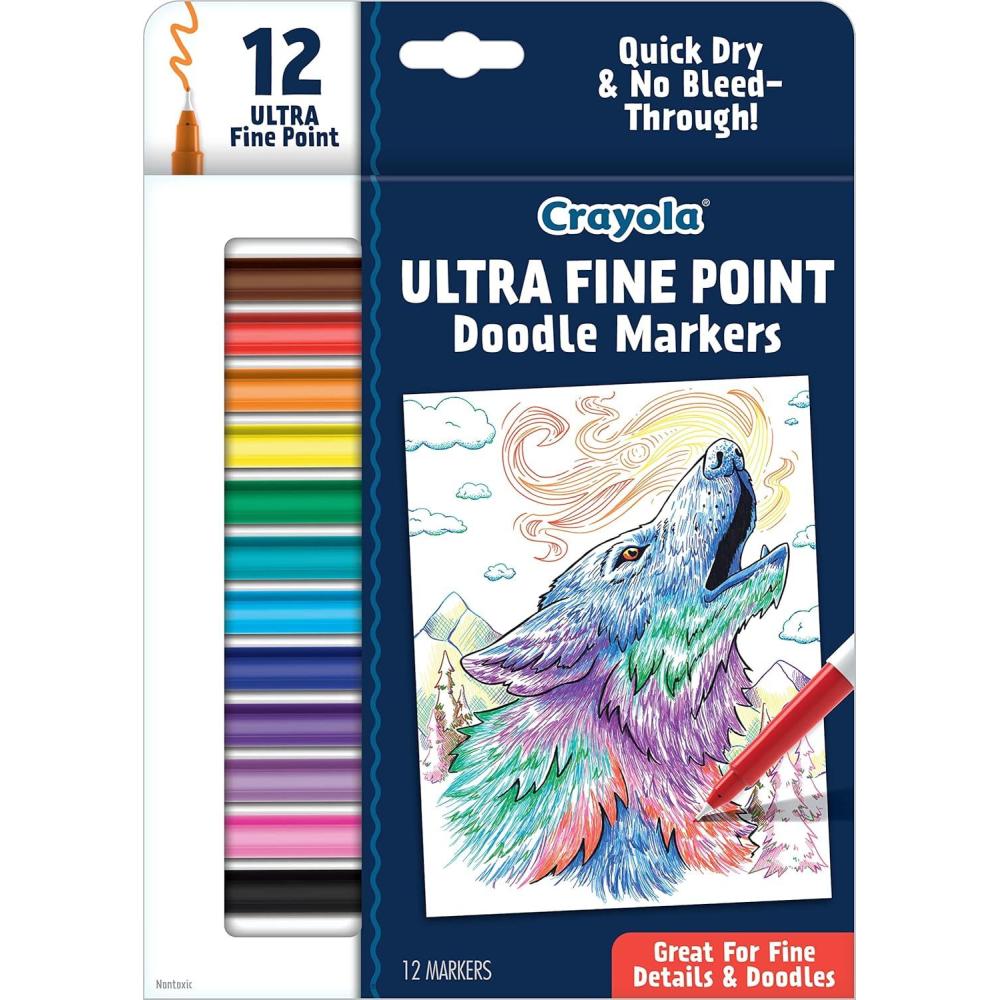 Crayola Dual Chisel Tip & Brush Markers (12ct), Markers for Adults, Art Marker Set, Coloring Supplies, Gifts for Teens & Adults(Ultra Fine Point)
